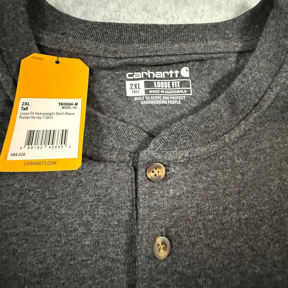 Lot of 3 Carhartt Mens 2XL Tall Loose Fit Heavyweight Pocket Henley K84 T-Shirts - Picture 3 of 5